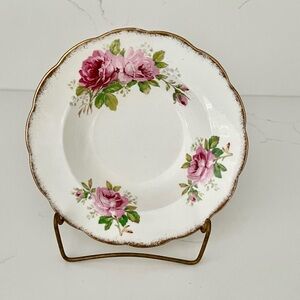 American Beauty Royal Albert Pink Floral Bowl w/Gold Trim